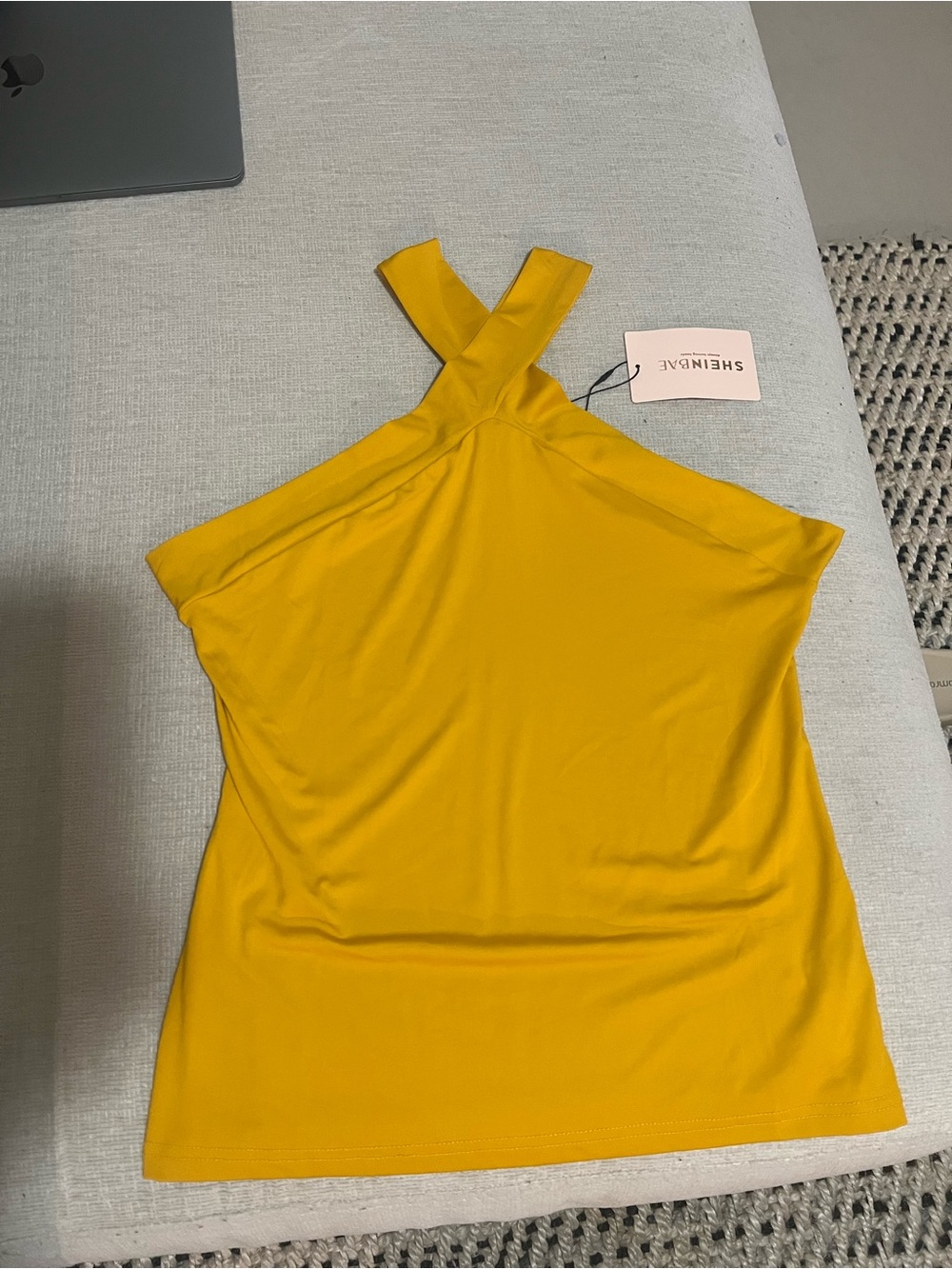 SHEIN Mustard Yellow Crisscross Halter Top NEW with tags